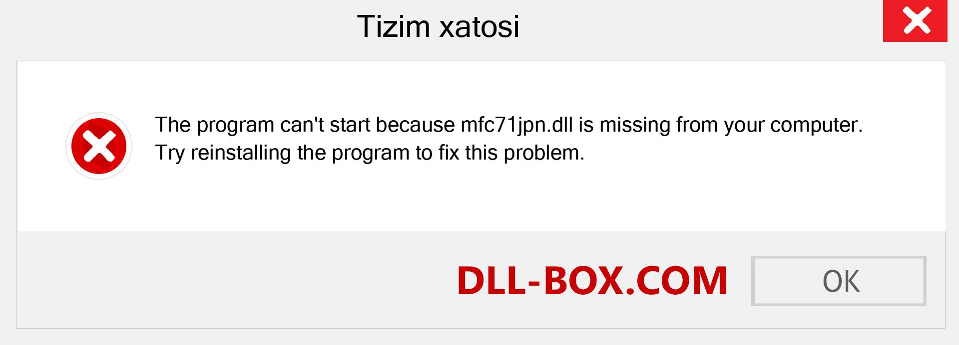 mfc71jpn.dll fayli yo'qolganmi?. Windows 7, 8, 10 uchun yuklab olish - Windowsda mfc71jpn dll etishmayotgan xatoni tuzating, rasmlar, rasmlar